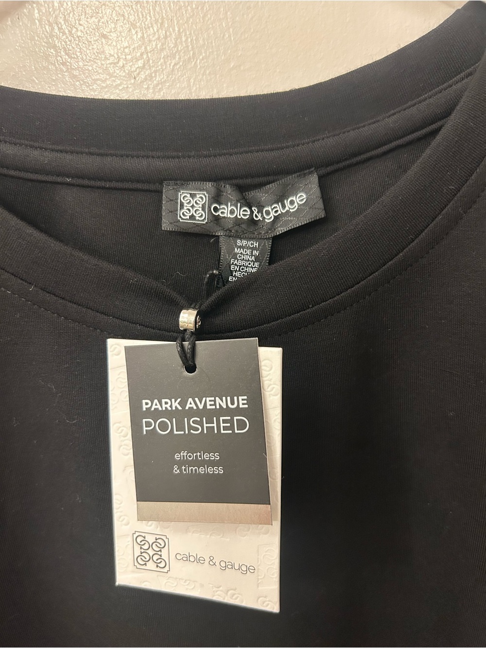 Cable & Gauge Black Park Avenue Polished Crew Neck Tee
